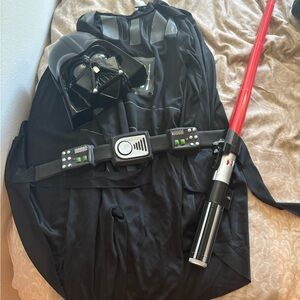 Black Darth Vader Costume with Red Lightsaber
